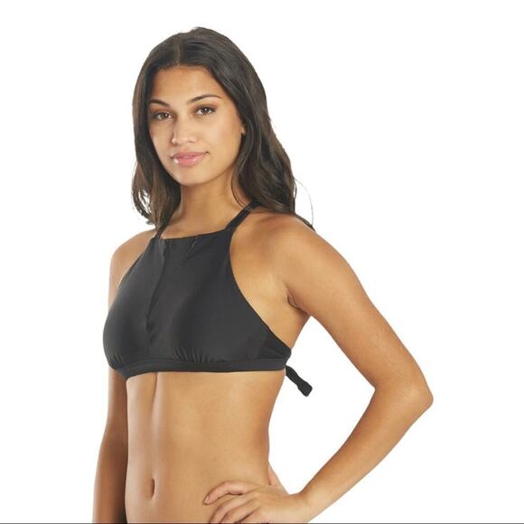 prAna Women's Black Regan High Neck Bikini Top with Mesh Detail Size Small - Picture 14 of 15